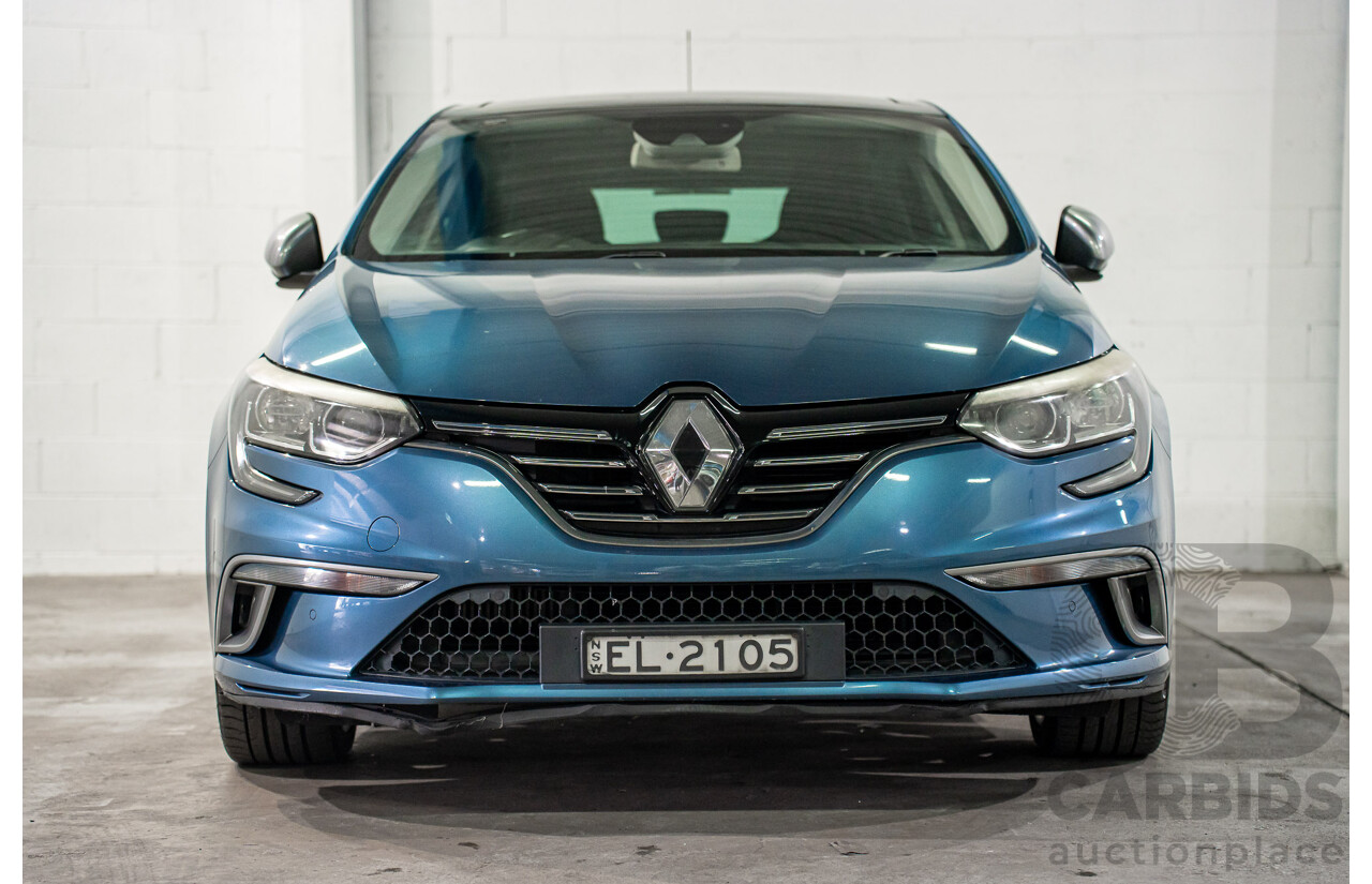 08/2018 Renault Megane GT-Line (FWD) XFB-BFB 5d Hatchback Blue Berlin Metallic Turbo 1.2L