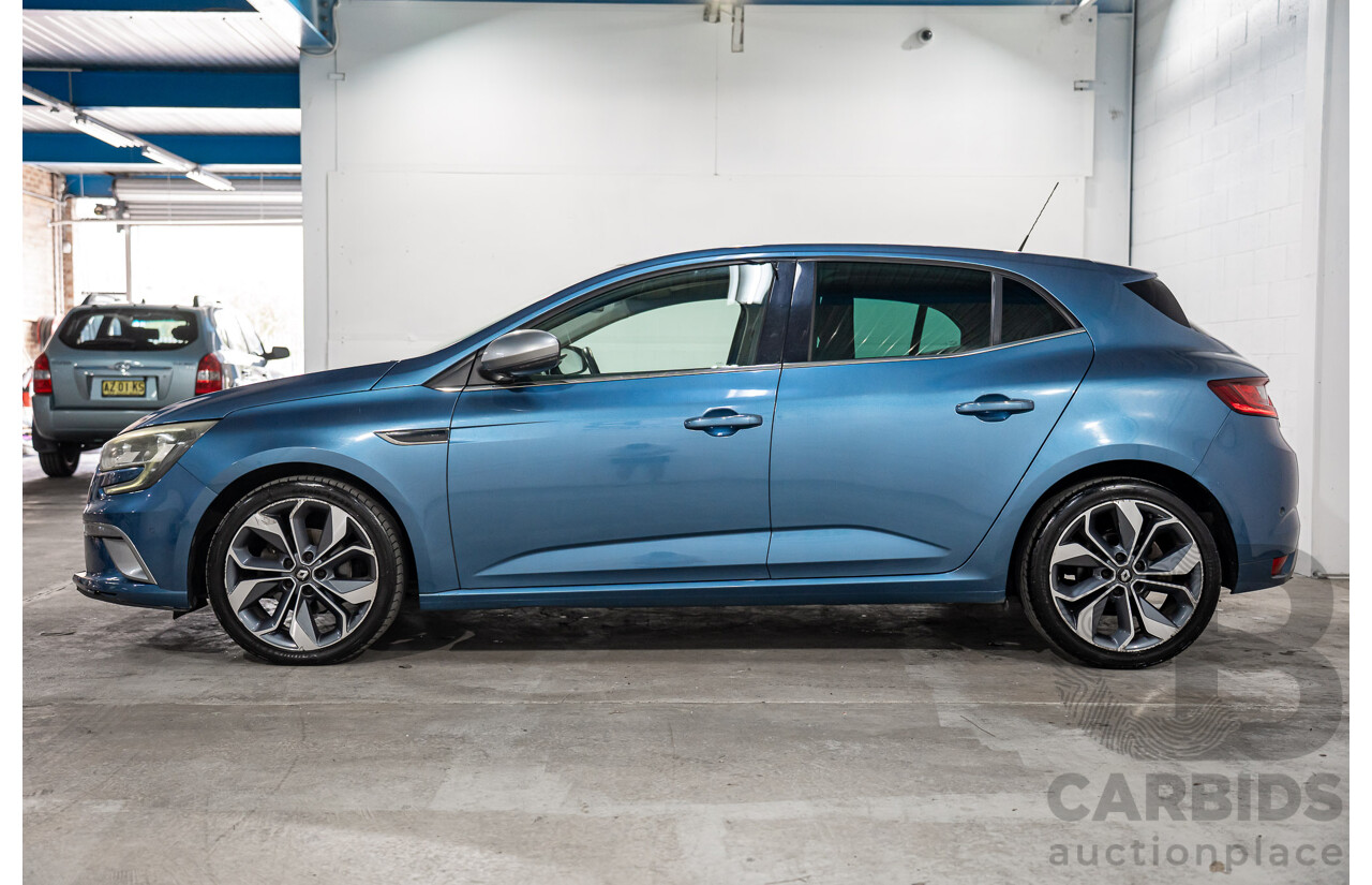 08/2018 Renault Megane GT-Line (FWD) XFB-BFB 5d Hatchback Blue Berlin Metallic Turbo 1.2L