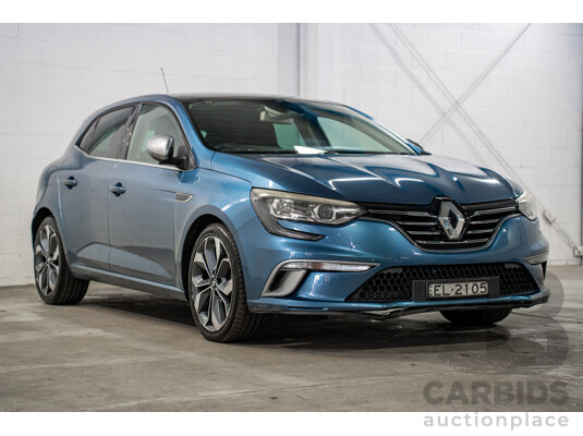 08/2018 Renault Megane GT-Line (FWD) XFB-BFB 5d Hatchback Blue Berlin Metallic Turbo 1.2L