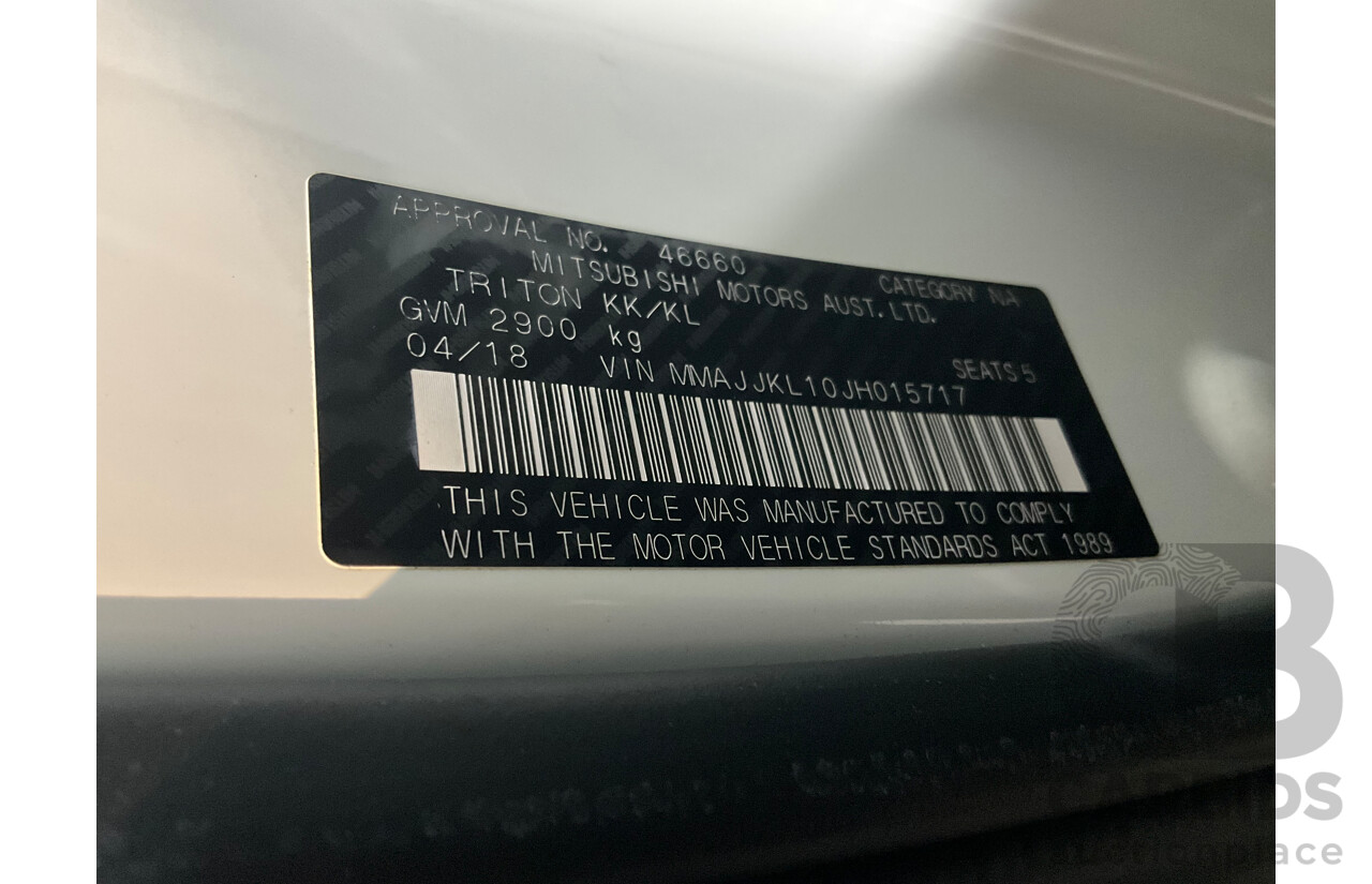 04/2018 Mitsubishi Triton GLX Plus (4x4) MQ MY18 Dual Cab Utility Solid White Turbo Diesel 2.4L