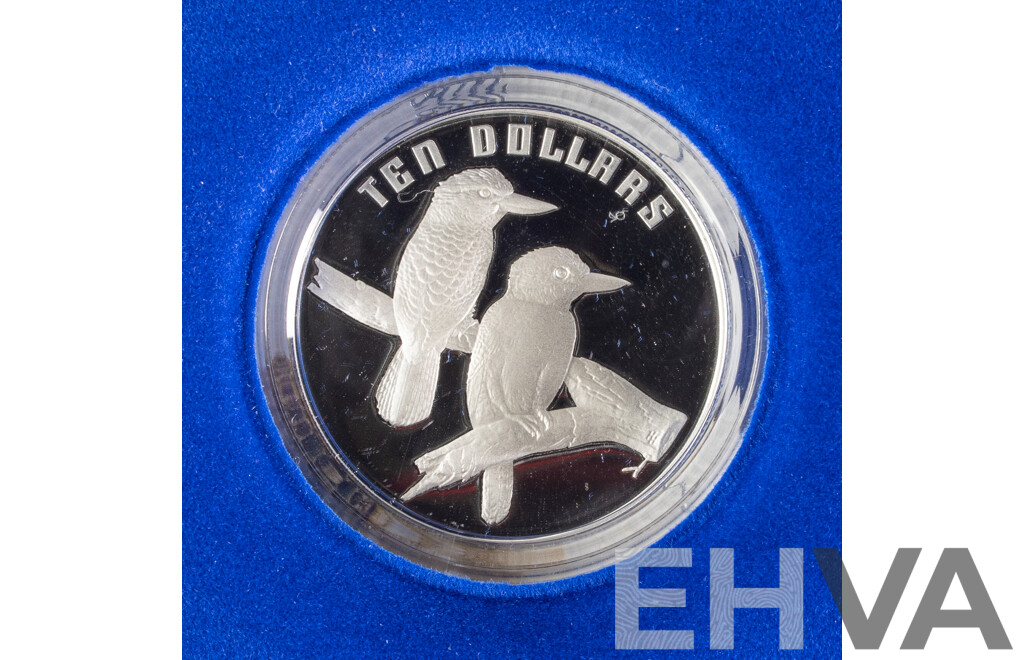 Australian RAM 1989 Silver Proof Ten Dollar Coin, Birds of Australia, Kookaburra .925