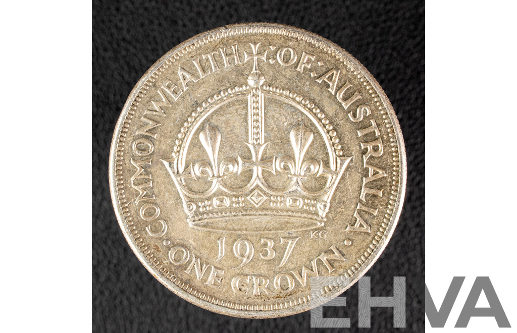 Australian 1937 KGVI SIlver Crown, VF.