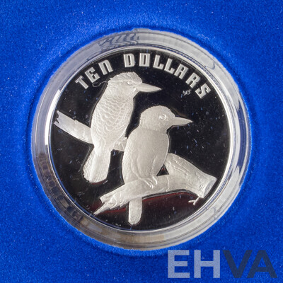 Australian RAM 1989 Silver Proof Ten Dollar Coin, Birds of Australia, Kookaburra .925