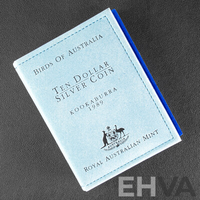 Australian RAM 1989 Silver Proof Ten Dollar Coin, Birds of Australia, Kookaburra .925