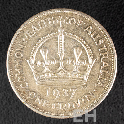 Australian 1937 KGVI SIlver Crown, VF.