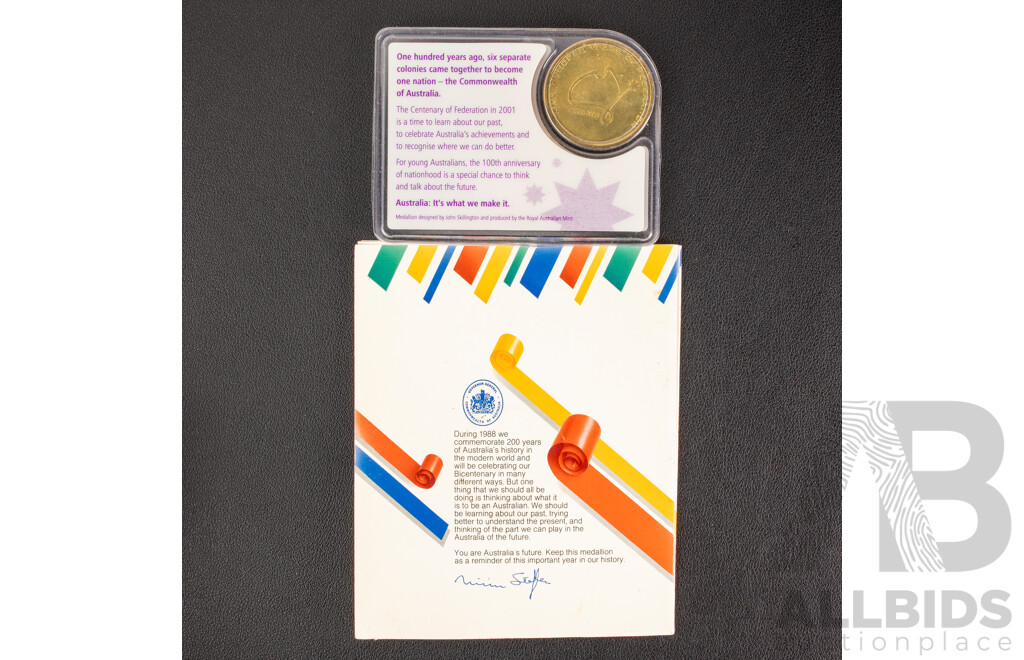 Australian 1988 and 2001 Commemorative Medallions