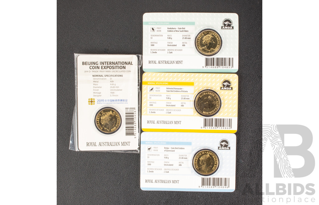 Australian 2020 One Dollar Mint Marked Coins, Mob of Roos