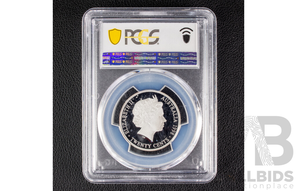 Australian RAM 1998/1938 Silver Florin/Twenty Cent Coin.PCGS Proof 68 DCAM
