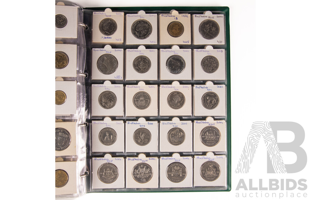 Album of Australian Collectable Coins Including Pedecimal Silver, 1920 Double Dot Penny, 1927 Commemorative, 1939 Florins, 1918M Sixpence, 1988 Five Dollar Coin and More!