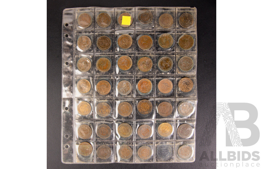 Forty two good quality half pennies. Few if any duplicates.