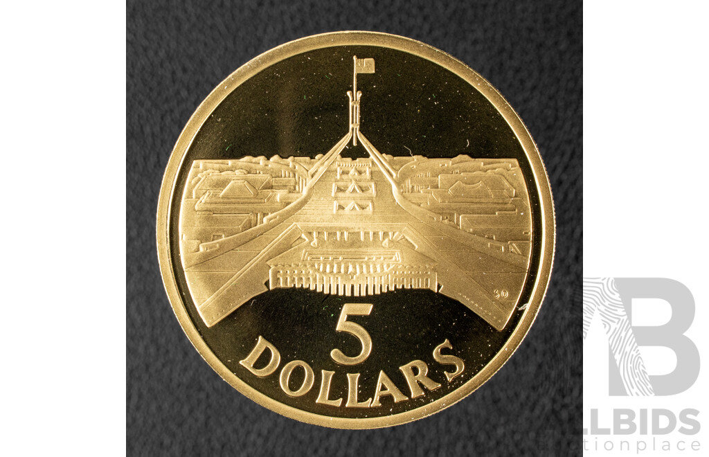Australian 1988 Silver Proof Five Dollar Coin, New Parlament House