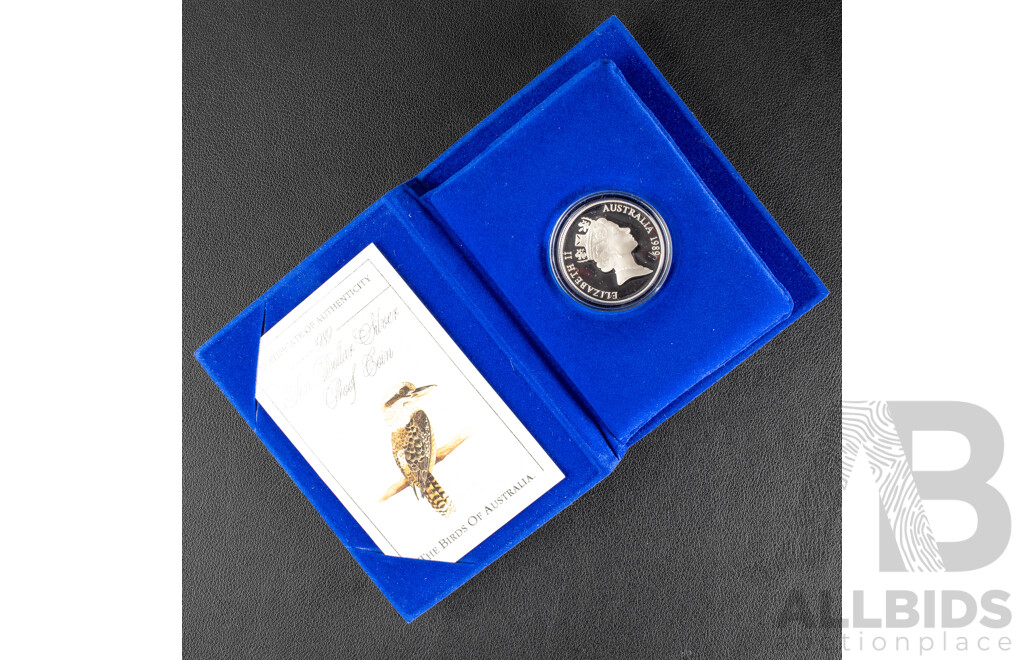 Australian RAM 1989 Silver Proof Ten Dollar Coin, Birds of Australia, Kookaburra .925
