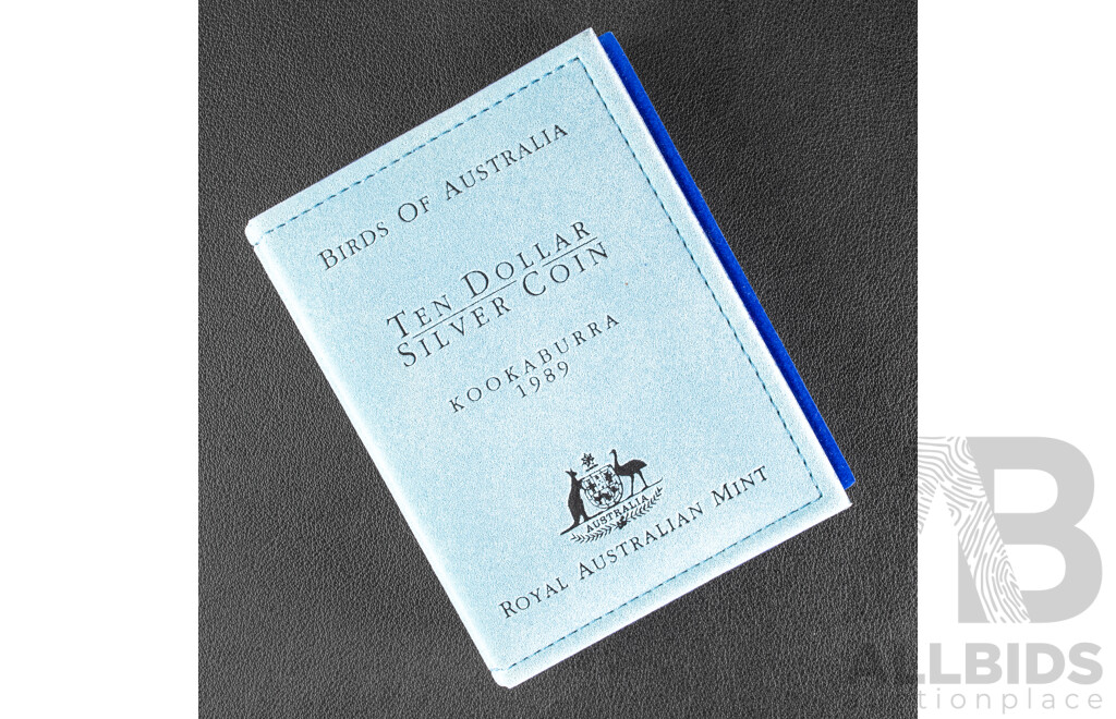 Australian RAM 1989 Silver Proof Ten Dollar Coin, Birds of Australia, Kookaburra .925