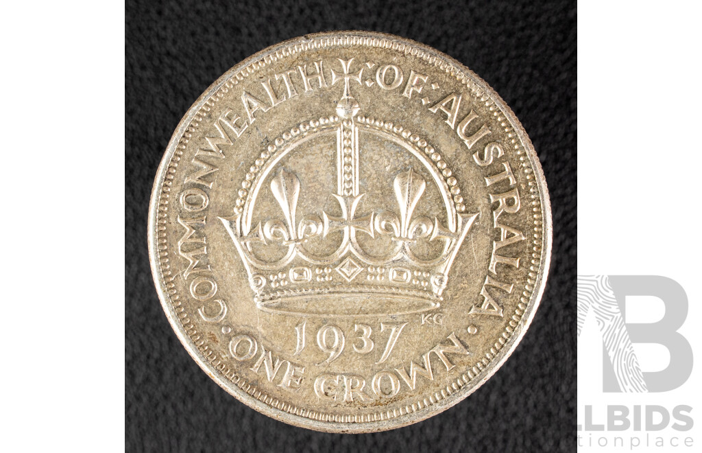 Australian 1937 KGVI SIlver Crown, VF.