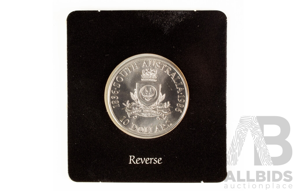 Australian RAM 1986 RAM Silver Ten Dollar Coin, State Series, South Australia 