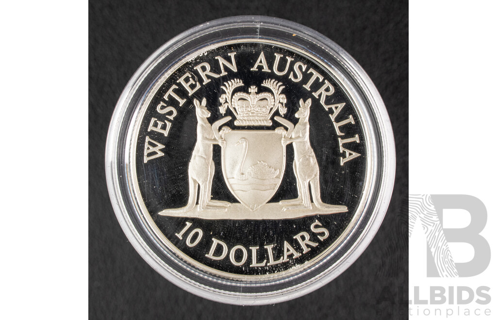 Australian RAM 1990 Proof Silver Ten Dollar Coin, State Seies, Western Australia.
