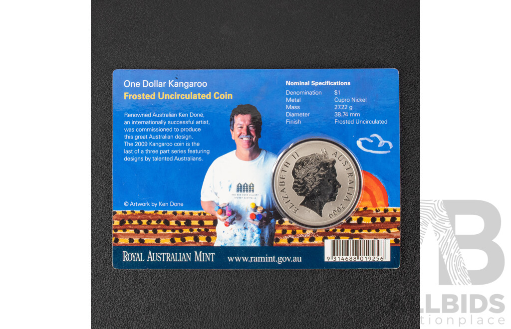 Australian 2009 Frosted Silver One Dollar Coin Ken Done .999