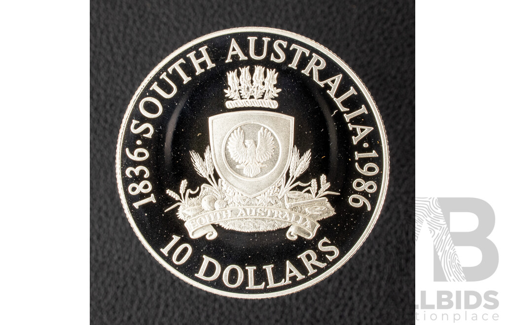 Australian RAM 1986 Silver Proof Ten Dollar Coin. South Australia 150 years