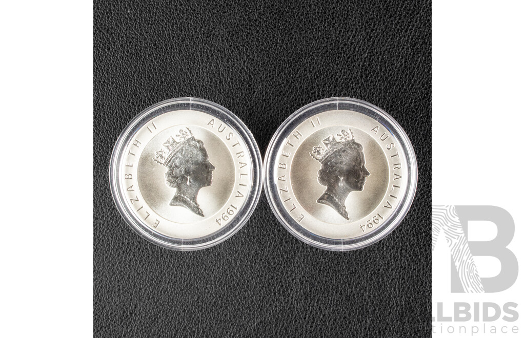 Australian 1994 Two Silver Proof Ten Dollar Coins, Olympic Heritage .999