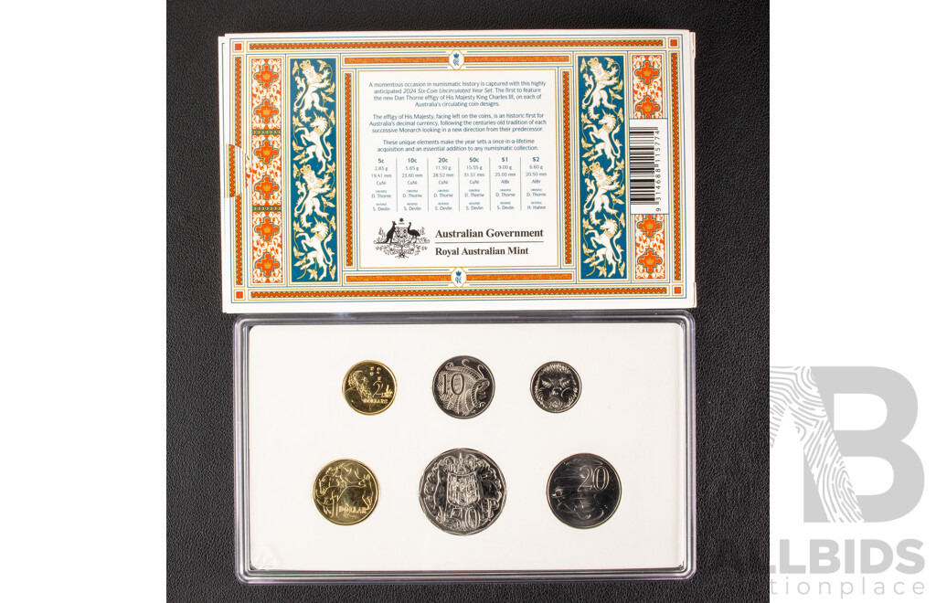 Australian RAM 2024 Six Coin UNC Year Set, King Charles III
