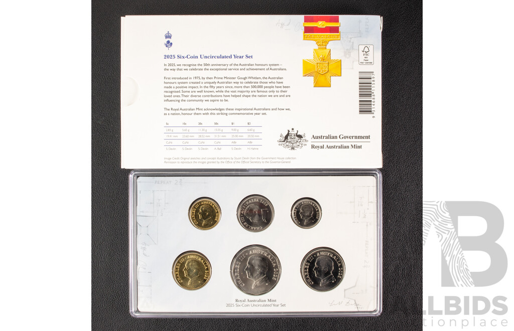 Australian 2025 Six UNC Coin Year Set, Celebrating Australians 
