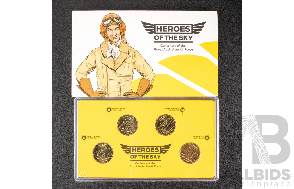Australian RAM 2021 Four One Dollar Coin Set, Mint Marked, Heroes of The Sky 