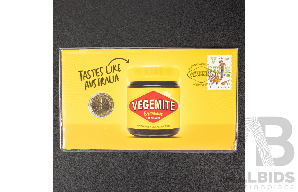 Australian RAM 2019 One Dollar Coin and Stamp, Vegemite 