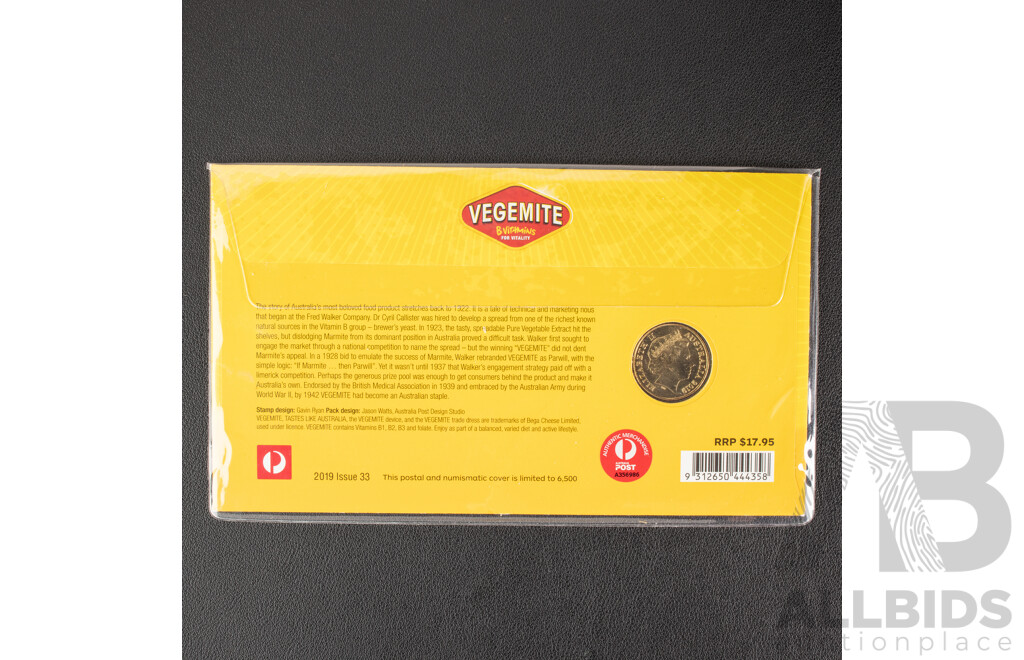 Australian RAM 2019 One Dollar Coin and Stamp, Vegemite 