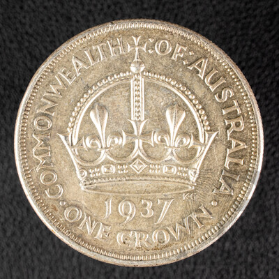 Australian 1937 KGVI SIlver Crown, VF.