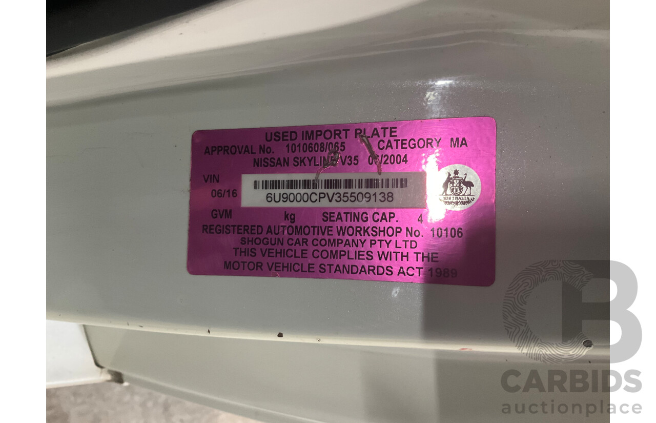 01/2003 Nissan Skyline 350GT V35 2d Coupe Ivory Pearl V6 3.5L - Import 6/16