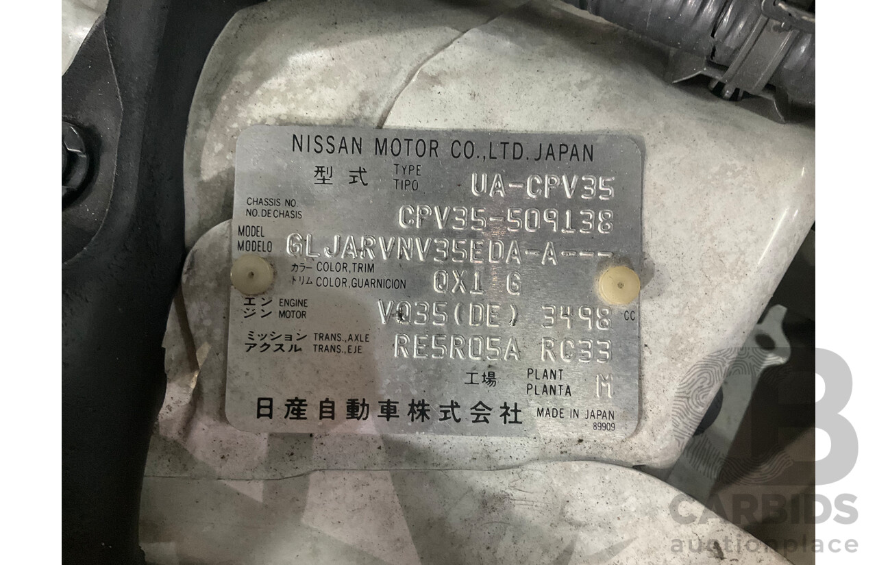 01/2003 Nissan Skyline 350GT V35 2d Coupe Ivory Pearl V6 3.5L - Import 6/16