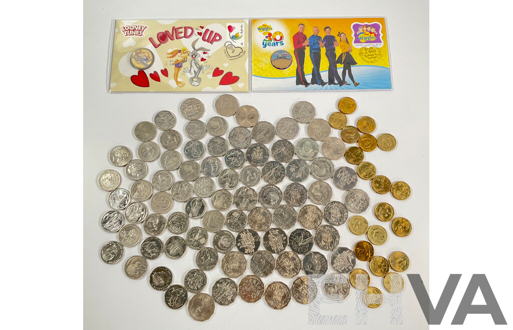 Australian Collectable Coins Including Fifty Cents, 2001 South Australia, NSW, Federation, 2000 Royal Visit, 2000 Milleniumn, 2010 Australia Day, Twenty Cents 2011 Volunteers, 2001 Federations, 1995 UN, 2010 Taxation Office..........