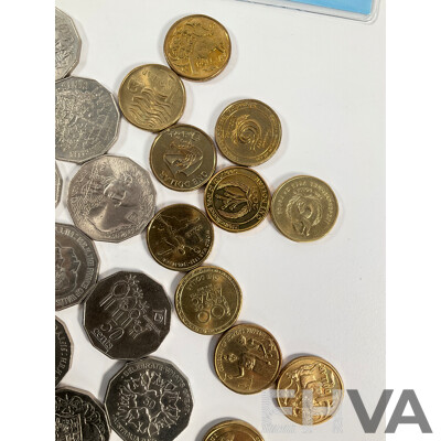 Australian Collectable Coins Including Fifty Cents, 2001 South Australia, NSW, Federation, 2000 Royal Visit, 2000 Milleniumn, 2010 Australia Day, Twenty Cents 2011 Volunteers, 2001 Federations, 1995 UN, 2010 Taxation Office..........