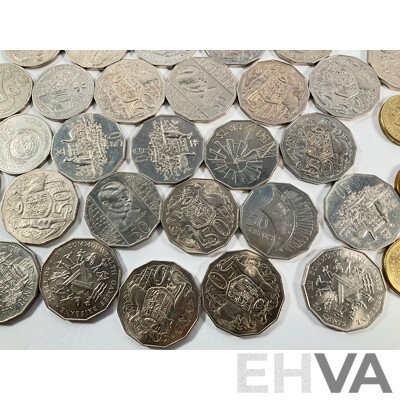 Australian Collectable Coins Including Fifty Cents, 2001 South Australia, NSW, Federation, 2000 Royal Visit, 2000 Milleniumn, 2010 Australia Day, Twenty Cents 2011 Volunteers, 2001 Federations, 1995 UN, 2010 Taxation Office..........