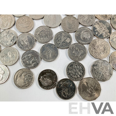 Australian Collectable Coins Including Fifty Cents, 2001 South Australia, NSW, Federation, 2000 Royal Visit, 2000 Milleniumn, 2010 Australia Day, Twenty Cents 2011 Volunteers, 2001 Federations, 1995 UN, 2010 Taxation Office..........