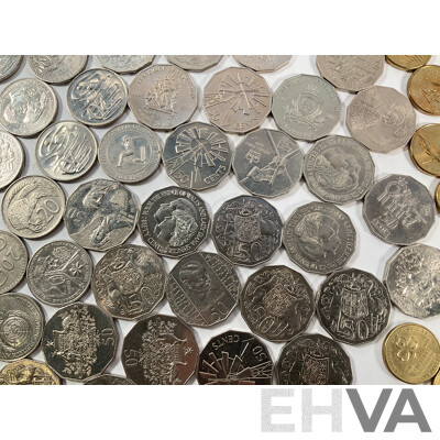 Australian Collectable Coins Including Fifty Cents, 2001 South Australia, NSW, Federation, 2000 Royal Visit, 2000 Milleniumn, 2010 Australia Day, Twenty Cents 2011 Volunteers, 2001 Federations, 1995 UN, 2010 Taxation Office..........