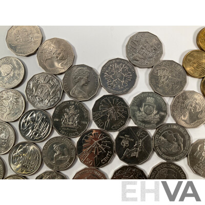 Australian Collectable Coins Including Fifty Cents, 2001 South Australia, NSW, Federation, 2000 Royal Visit, 2000 Milleniumn, 2010 Australia Day, Twenty Cents 2011 Volunteers, 2001 Federations, 1995 UN, 2010 Taxation Office..........