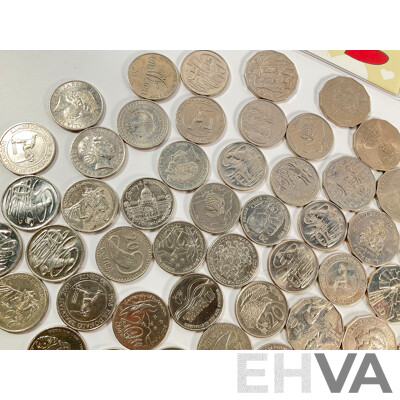 Australian Collectable Coins Including Fifty Cents, 2001 South Australia, NSW, Federation, 2000 Royal Visit, 2000 Milleniumn, 2010 Australia Day, Twenty Cents 2011 Volunteers, 2001 Federations, 1995 UN, 2010 Taxation Office..........