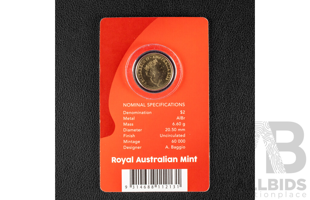 Australian RAM 2022 Two Dollar, Remembrance Day 'Red Poppy' with C Mintmark