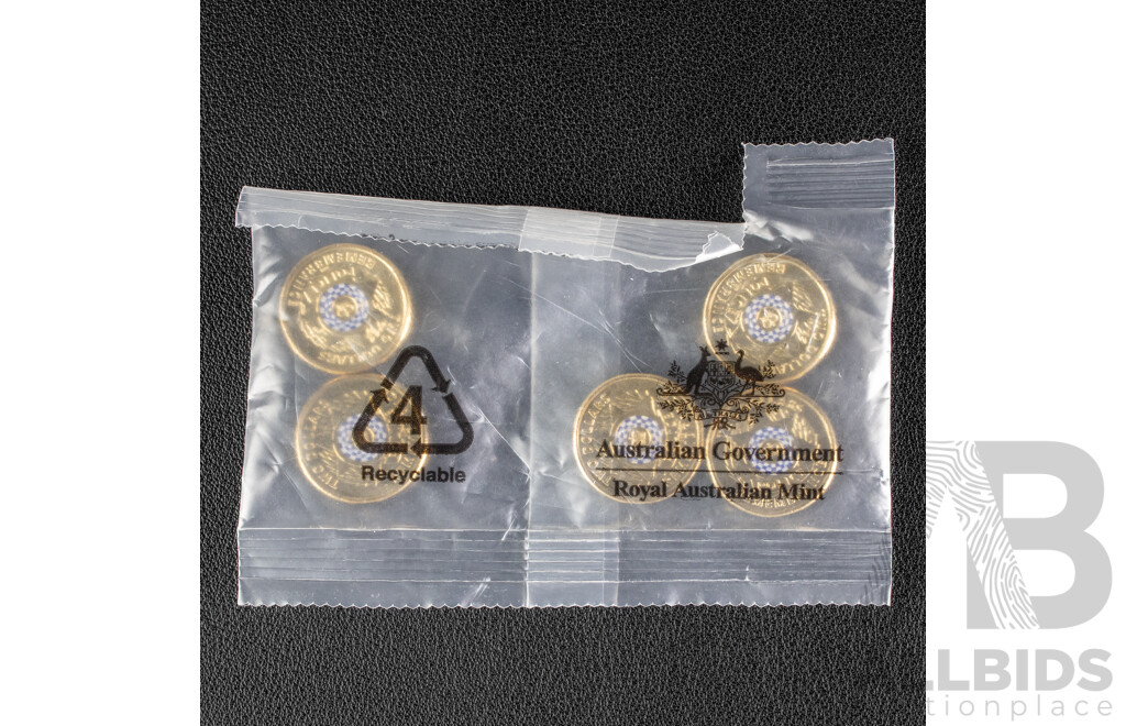 Five Australian RAM 2019 Commemorative UNC Two Dollar Coins, National Police Remembrance