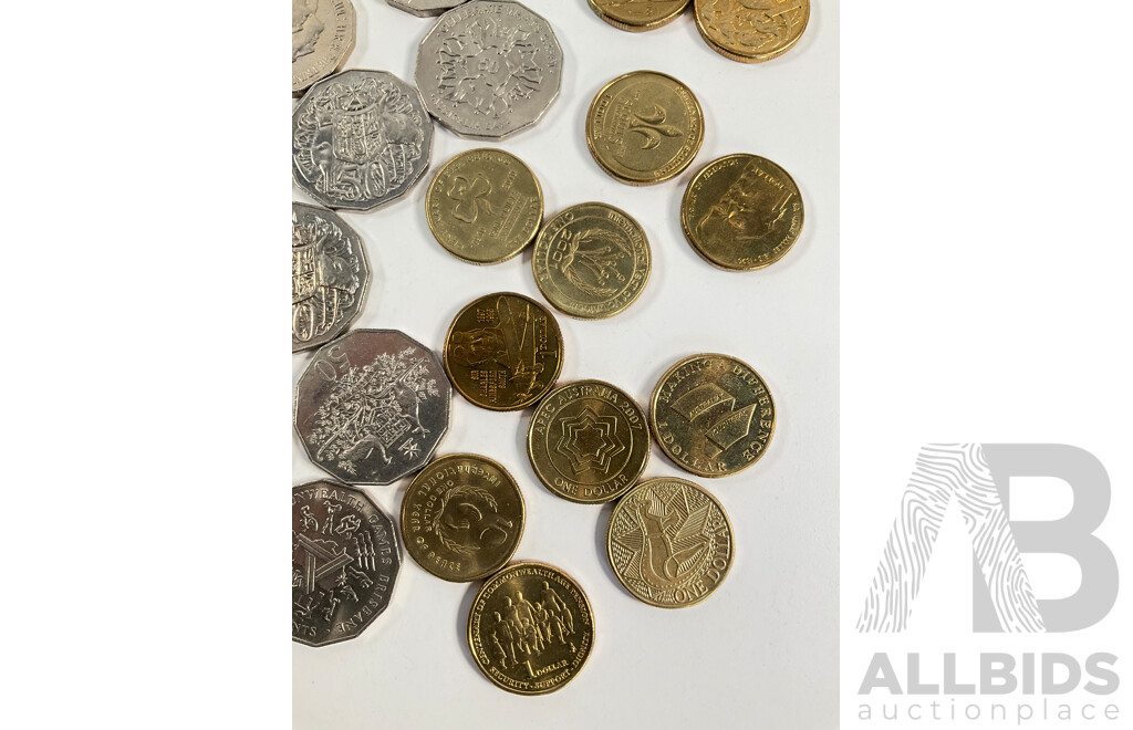 Australian Collectable Coins Including Fifty Cents, 2001 South Australia, NSW, Federation, 2000 Royal Visit, 2000 Milleniumn, 2010 Australia Day, Twenty Cents 2011 Volunteers, 2001 Federations, 1995 UN, 2010 Taxation Office..........