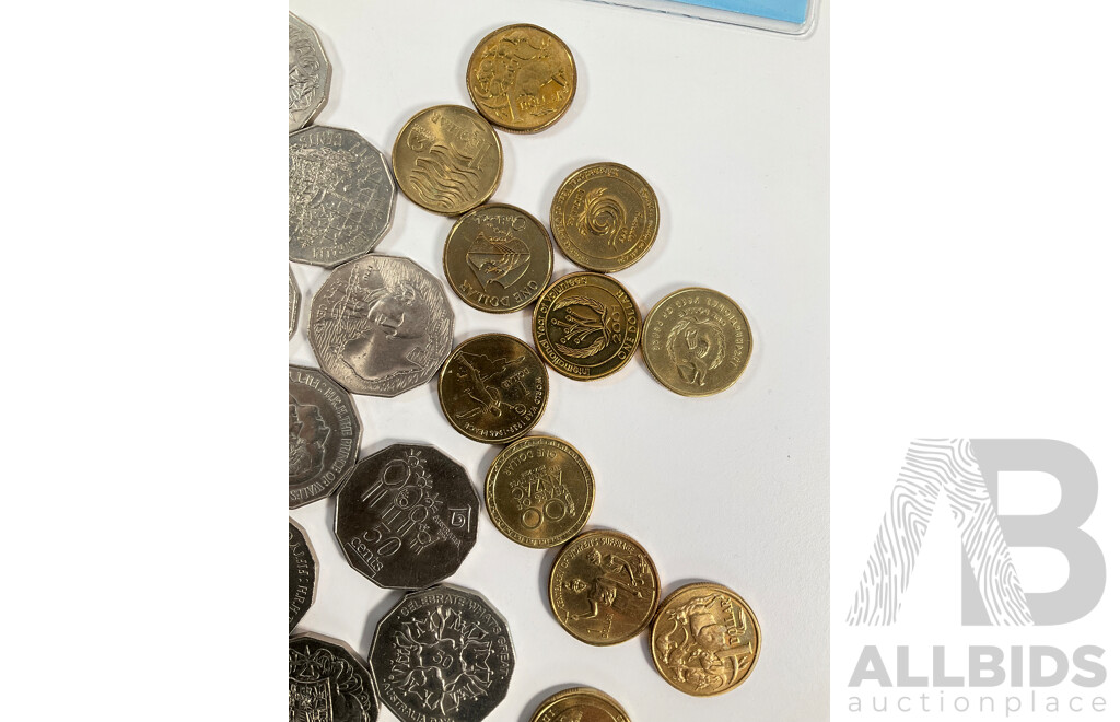 Australian Collectable Coins Including Fifty Cents, 2001 South Australia, NSW, Federation, 2000 Royal Visit, 2000 Milleniumn, 2010 Australia Day, Twenty Cents 2011 Volunteers, 2001 Federations, 1995 UN, 2010 Taxation Office..........