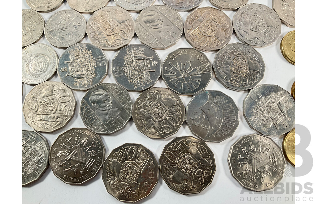 Australian Collectable Coins Including Fifty Cents, 2001 South Australia, NSW, Federation, 2000 Royal Visit, 2000 Milleniumn, 2010 Australia Day, Twenty Cents 2011 Volunteers, 2001 Federations, 1995 UN, 2010 Taxation Office..........