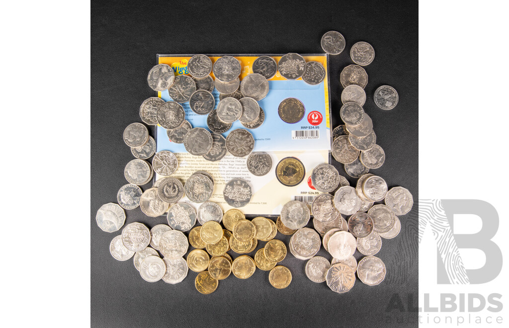 Australian Collectable Coins Including Fifty Cents, 2001 South Australia, NSW, Federation, 2000 Royal Visit, 2000 Milleniumn, 2010 Australia Day, Twenty Cents 2011 Volunteers, 2001 Federations, 1995 UN, 2010 Taxation Office..........