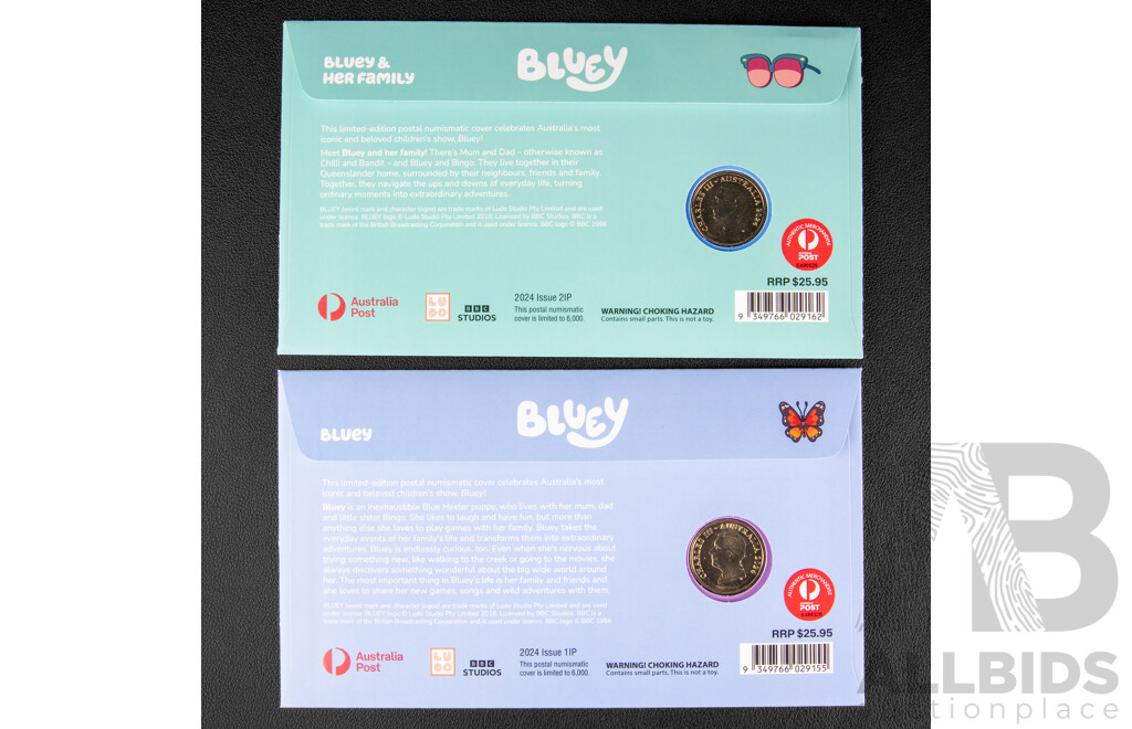 Two Australian 2024 Bluey PNCs, Bluey and Her Family and Bluey