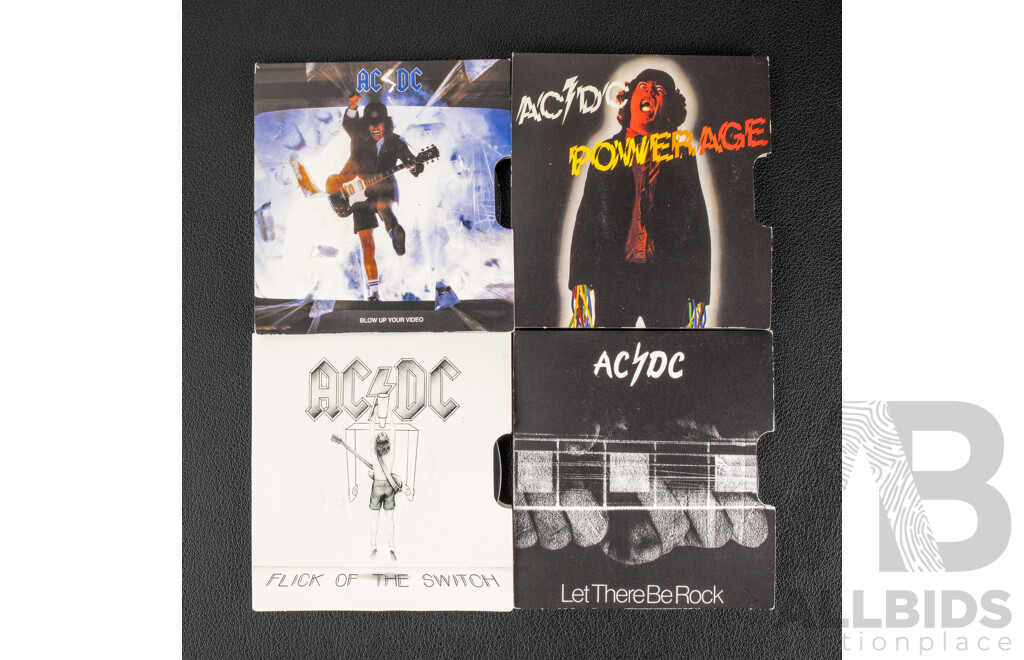 Four Australian RAM 2022/23 AC/DC Commemorative Twenty Cent Coins, Let There Be Rock, Flick the Switch, Blow Up Your Video, Powerage