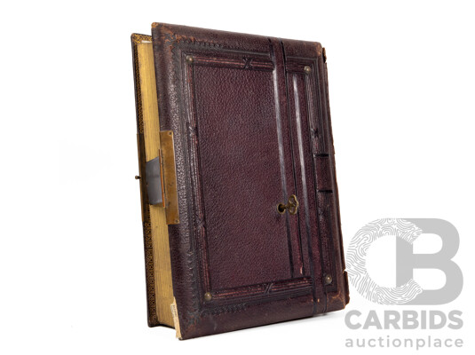 Antique Leather Bound Music Box Photo Album