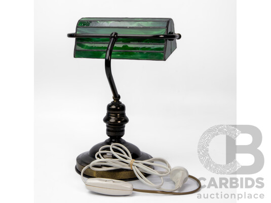 Vintage Leadlight Banker Lamp