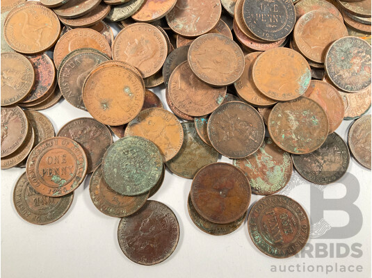 Collection of Australian Pennies, Examples Spanning 1911 to 1964 - Approximately 2 Kilograms