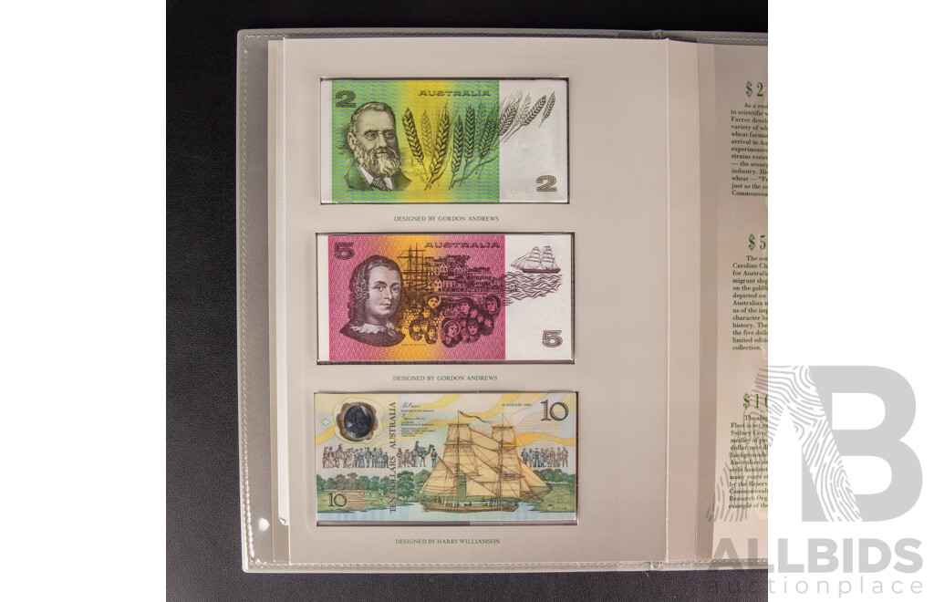 Australian RAM 1988 Bicentennial Coin and Note Collection Folder, Includes Silver Ten Dollar Coin and Commemorative Ten Dollar Note